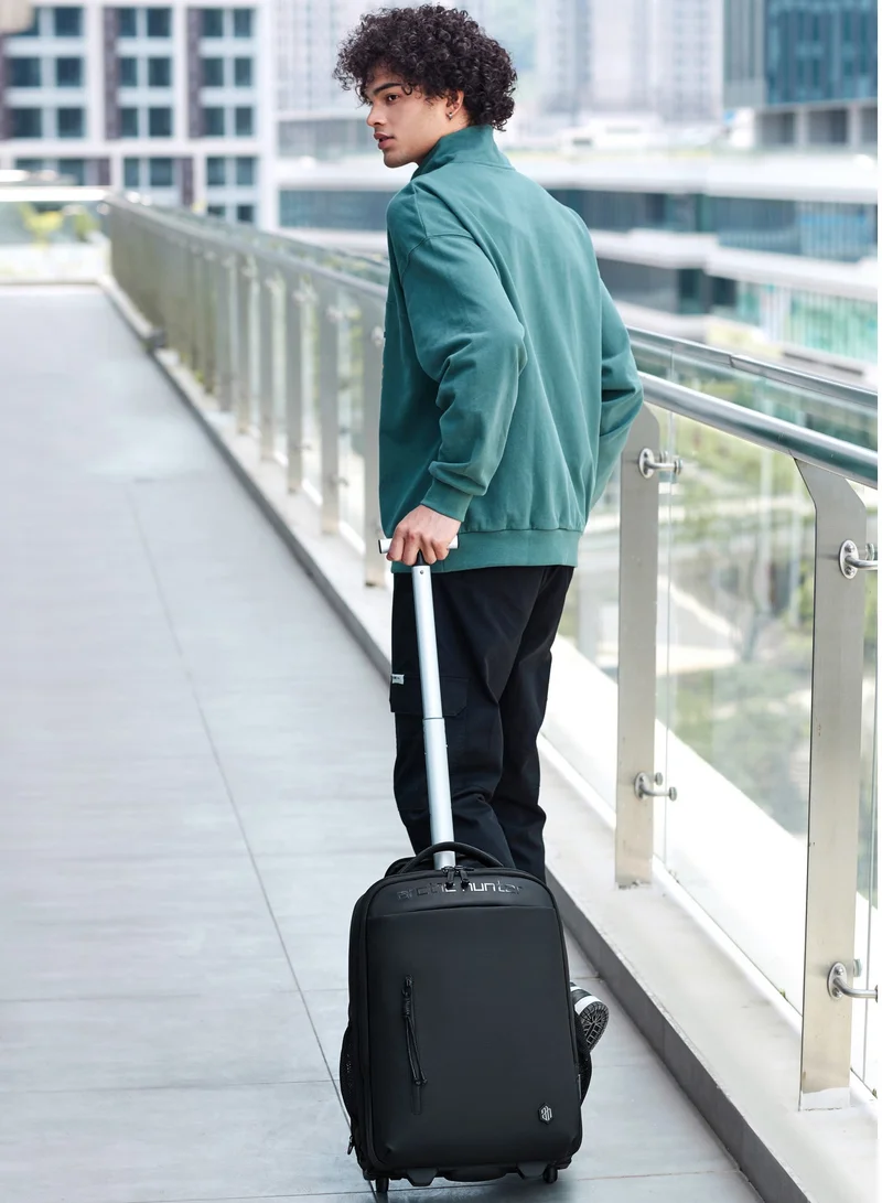 ARCTIC HUNTER Durable Professional Rolling Backpack Light Weight Water Resistant 19 Inch Backpack Trolley with 360 Degree Opening for Office Travel Business School, LG000657-1, Black